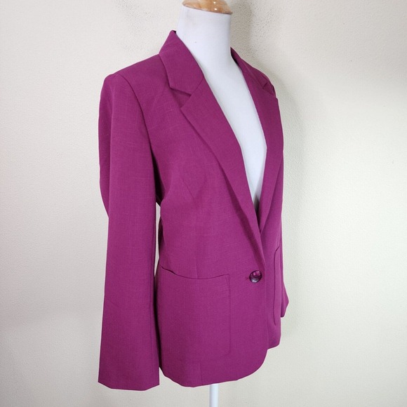 Norm Thompson Women's Grape Purple Knit One Button Blazer Size 10 - Picture 3 of 7